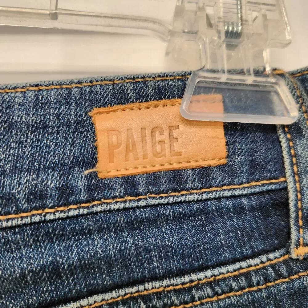 Paige Catalina Mid Rise Blue Denim Jean‎ Frayed Hem Cutoff Shorts Women's 28